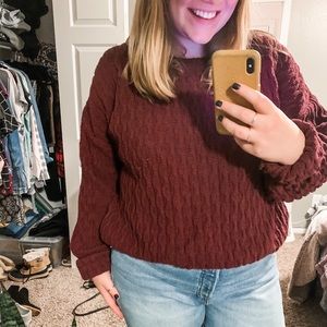 Chunky knit cozy burgundy sweater